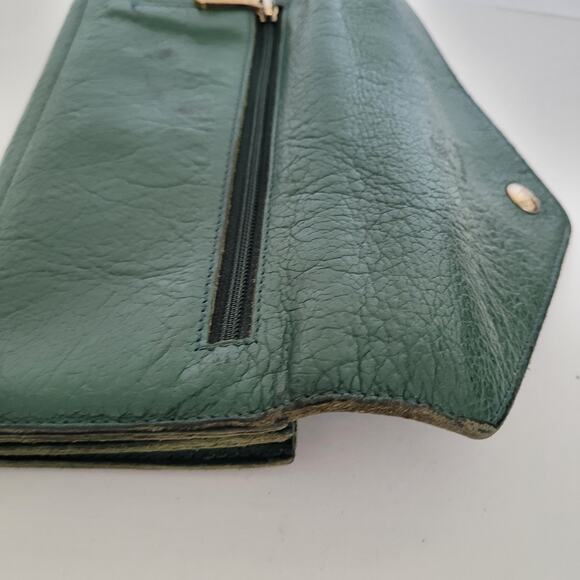 Il BISONTE Large Bill Card Wallet Green Envelope Geniue Leather Made in Italy - Picture 10 of 12